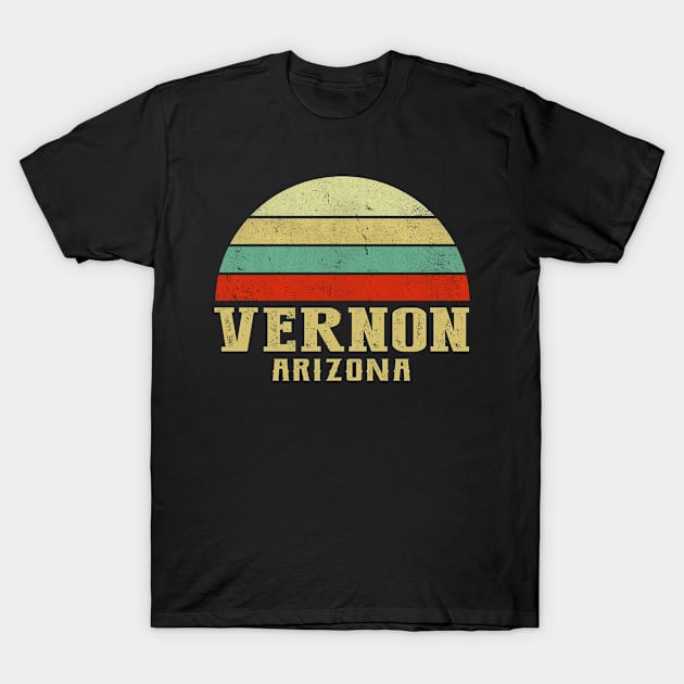 Vernon Arizona Vintage Retro Sunset T-Shirt by Curry G